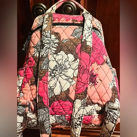 Vera Bradley Quilted Floral Mini Backpack in Pink and Brown or “Mocha Rouge” EUC - Picture 9 of 15